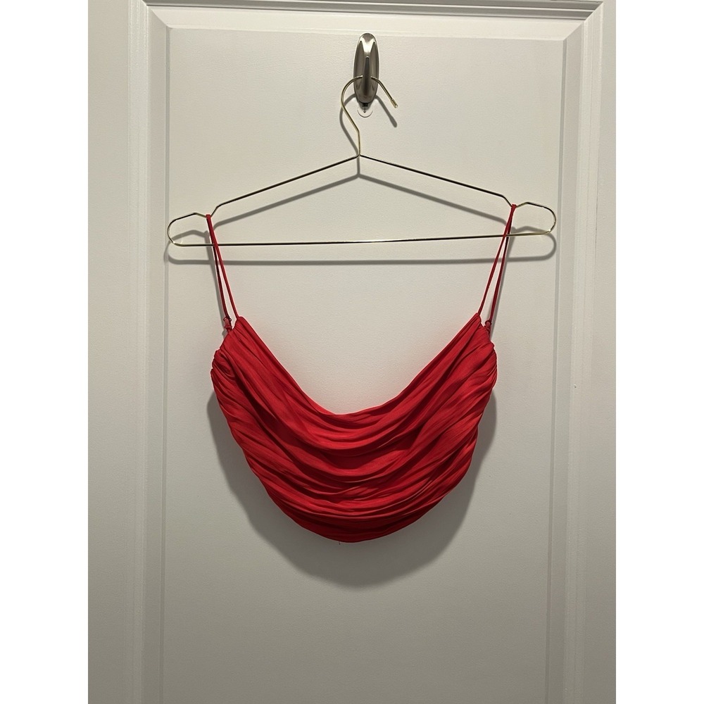 Zara Drapped Stain Feel Crop Tank Top Size M
